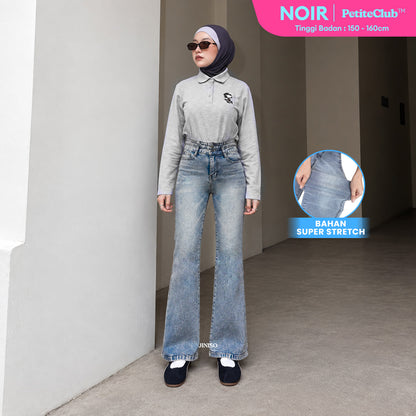 JINISO - Petite Highwaist Stretch Cutbray Jeans 127 NOIR