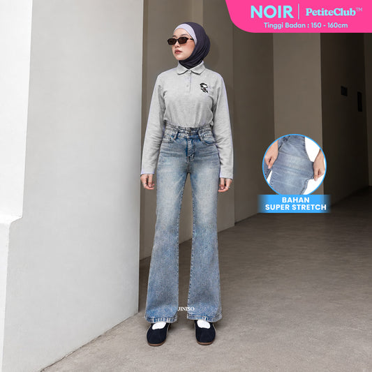 JINISO - Petite Highwaist Stretch Cutbray Jeans 127 NOIR