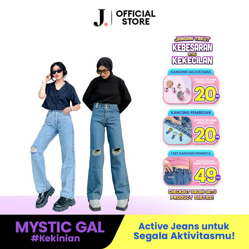 JINISO - Highwaist Baggy Ripped Jeans Khaki 506 - 516 MYSTIC GAL