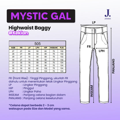 JINISO - Highwaist Baggy Ripped Jeans 505 MYSTIC GAL