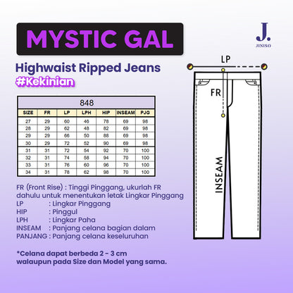 JINISO - Highwaist Loose Ripped Jeans 848 MYSTIC GAL