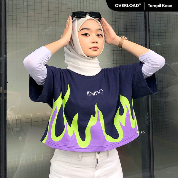JINISO Crop Top On Fire Tee Oversize T-Shirt | Kaos