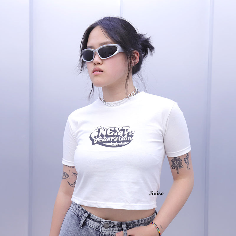 JINISO Kaos Crop Top Baby Tee Next Generation Lengan Pendek
