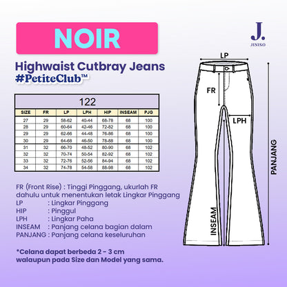 JINISO - Petite Highwaist Stretch Cutbray Jeans 122 NOIR