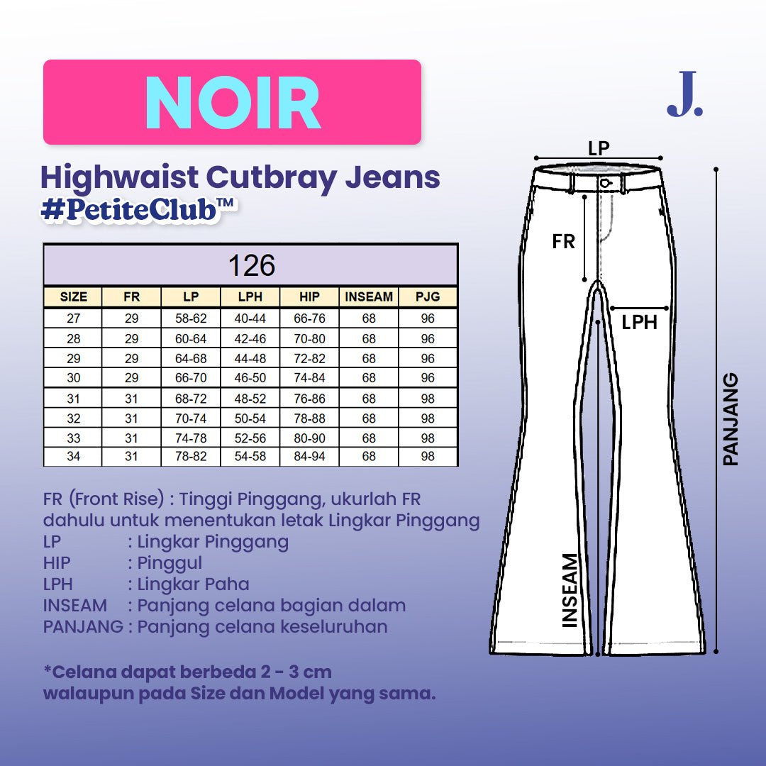 JINISO - Petite Highwaist Stretch Cutbray Jeans 126 NOIR