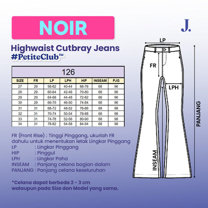 JINISO - Petite Highwaist Stretch Cutbray Jeans 126 NOIR