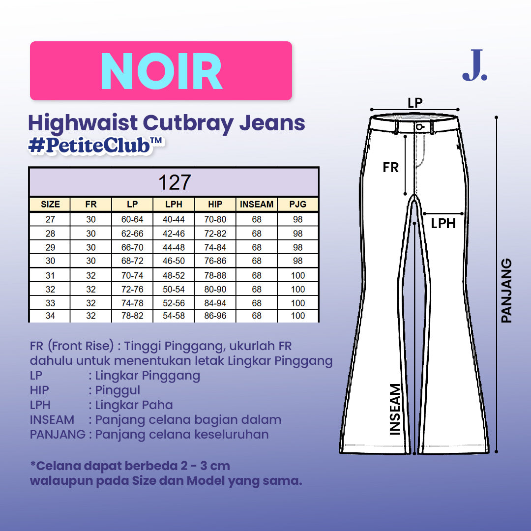 JINISO - Petite Highwaist Stretch Cutbray Jeans 127 NOIR