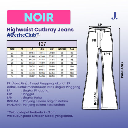 JINISO - Petite Highwaist Stretch Cutbray Jeans 127 NOIR