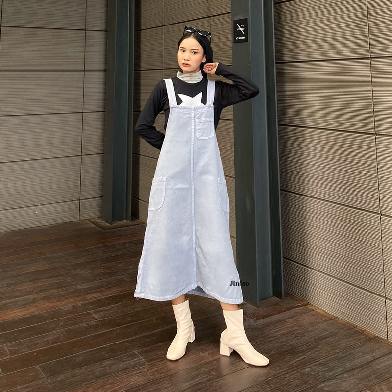 JINISO - Jumpsuit Overall Jeans Rok Panjang