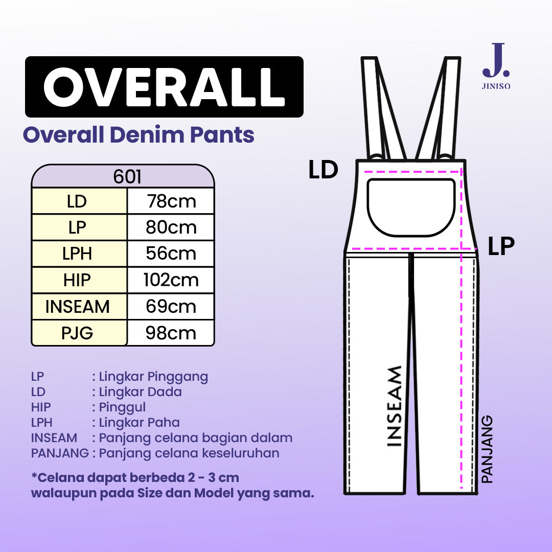 JINISO - Jumpsuit 601 Overall Celana Jeans Panjang