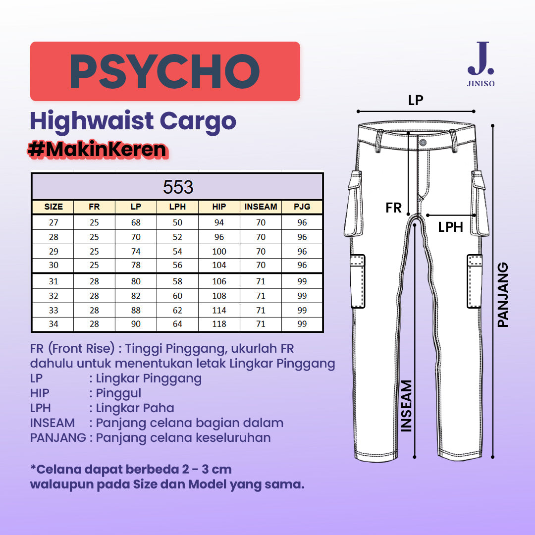 JINISO - Highwaist Cargo Loose Jeans 553 PSYCHO