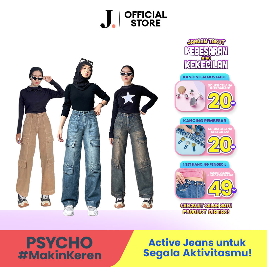 JINISO - Highwaist Cargo Loose Jeans 552 PSYCHO