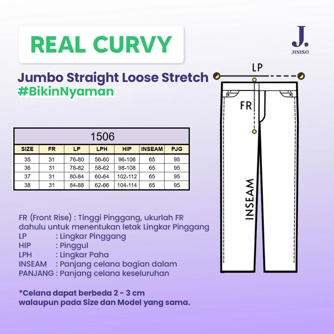 JINISO - Jumbo Highwaist Straight Jeans Loose Stretch 1506 REAL CURVY
