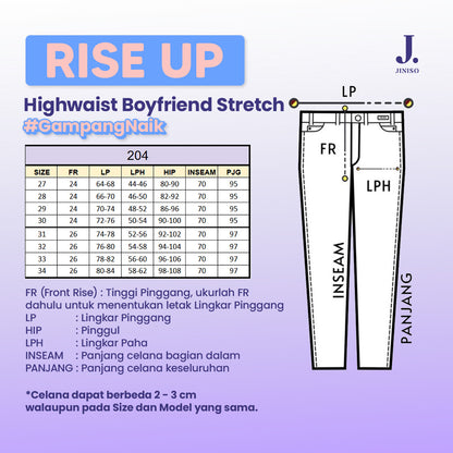 JINISO - Highwaist Boyfriend Stretch Jeans 204 RISE UP
