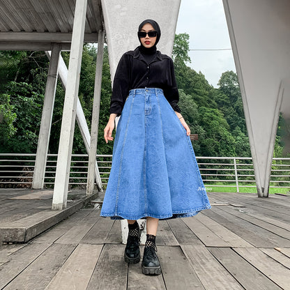 JINISO - Highwaist Rok A-Line Jeans Panjang 902 SEVENTY