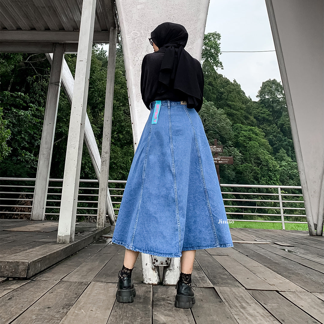 JINISO - Highwaist Rok A-Line Jeans Panjang 902 SEVENTY