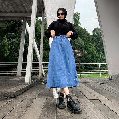 JINISO - Highwaist Rok A-Line Jeans Panjang 902 SEVENTY