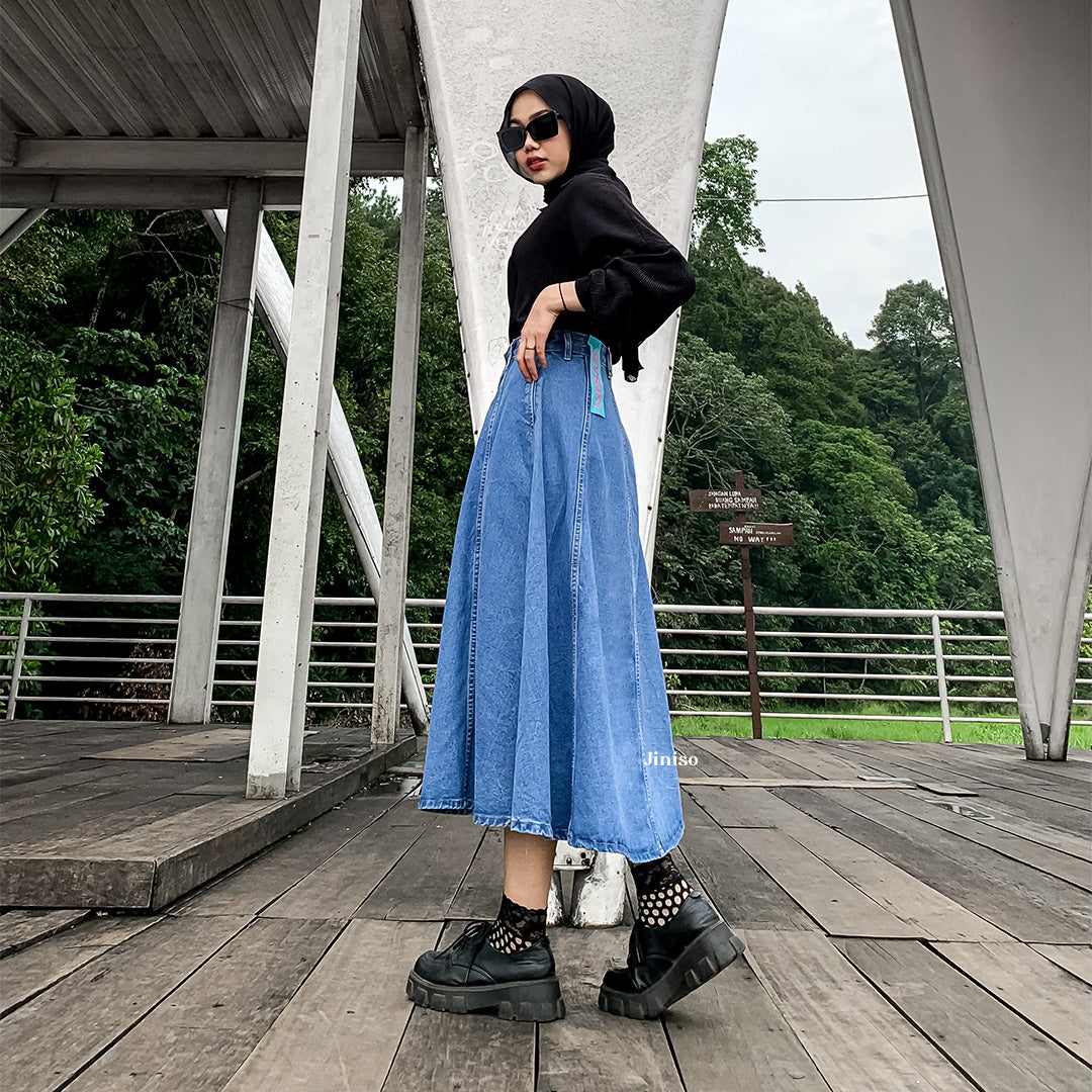 JINISO - Highwaist Rok A-Line Jeans Panjang 902 SEVENTY