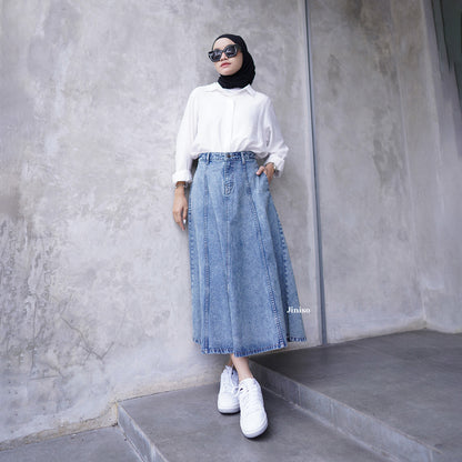 JINISO - Highwaist Rok A-Line Jeans Panjang 904 SEVENTY