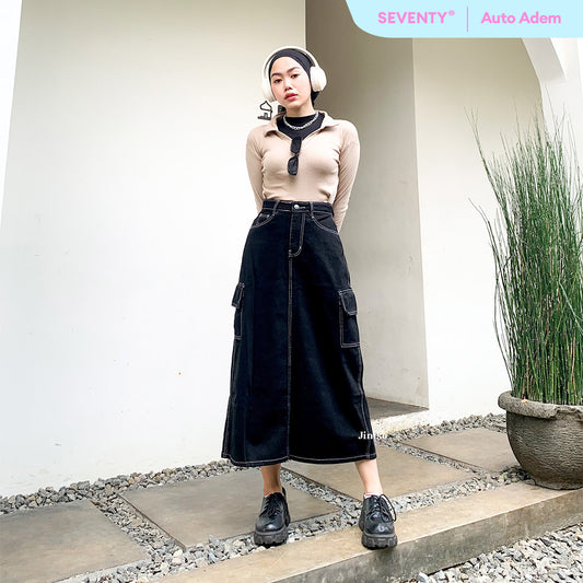 JINISO - Highwaist Rok Cargo Jeans Panjang 985 SEVENTY