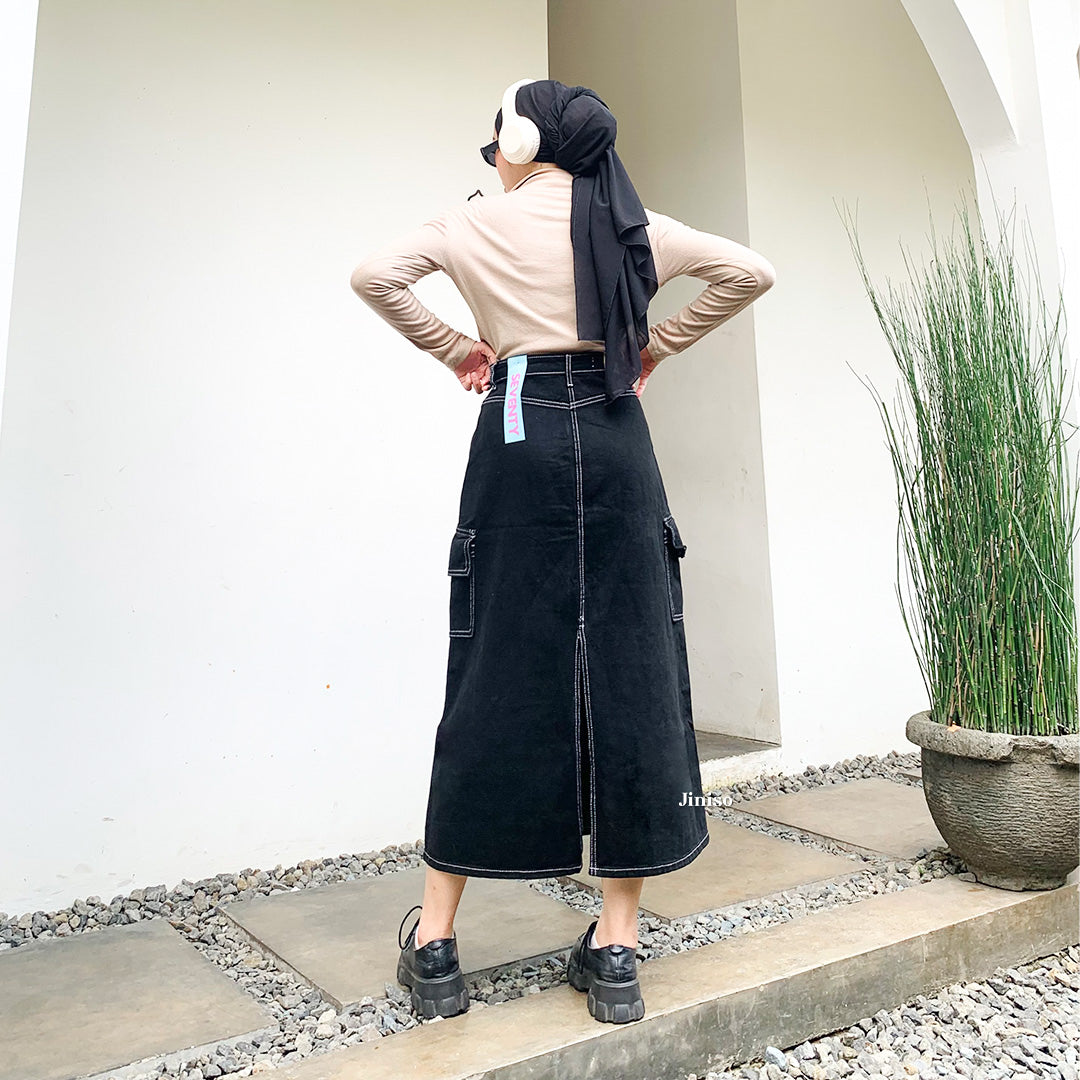 JINISO - Highwaist Rok Cargo Jeans Panjang 985 SEVENTY