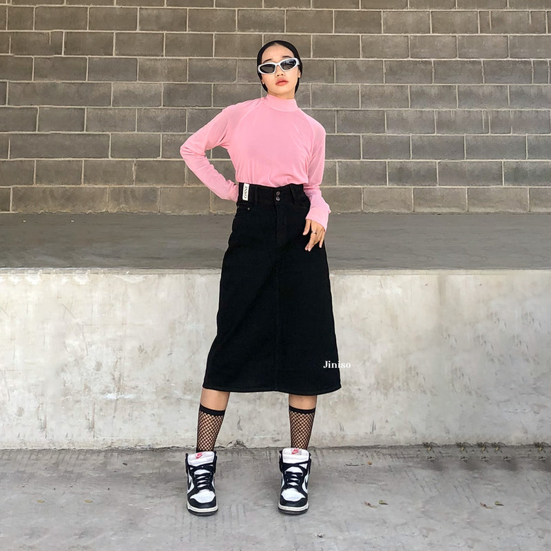 JINISO - Highwaist Rok Button Seventy Jeans Panjang