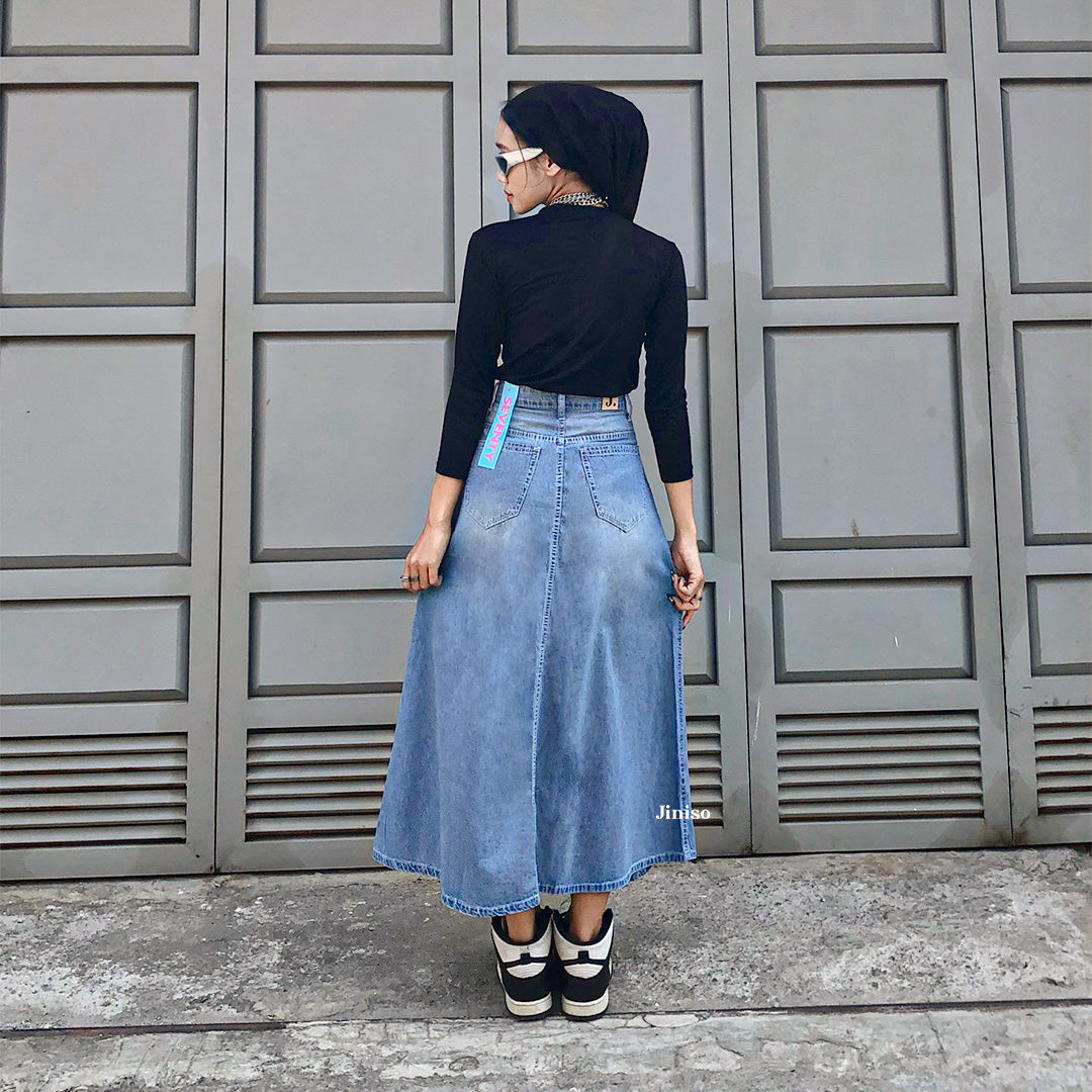 JINISO - Highwaist Rok Basic Jeans Panjang 989 SEVENTY