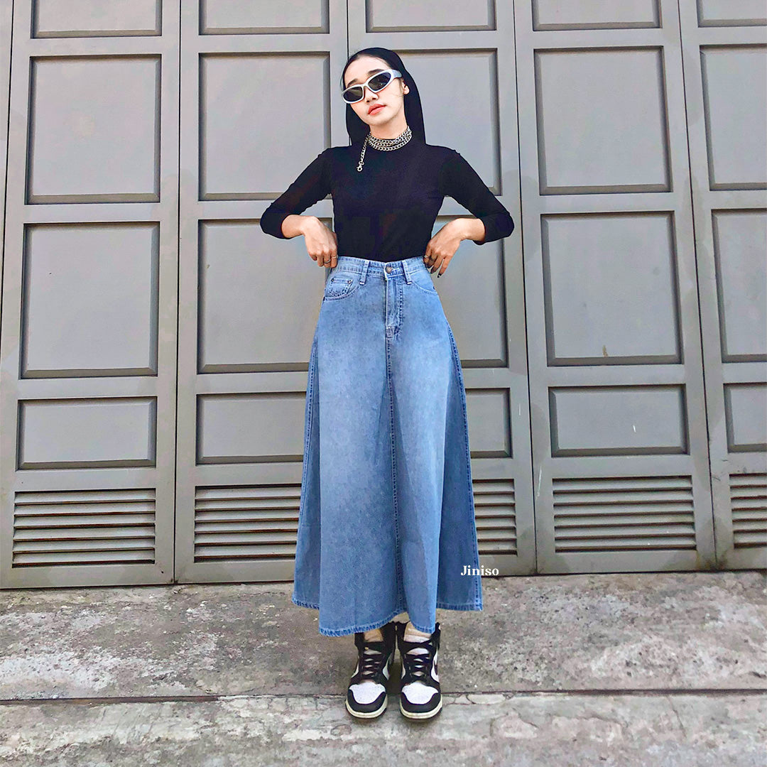 JINISO - Highwaist Rok Basic Jeans Panjang 989 SEVENTY