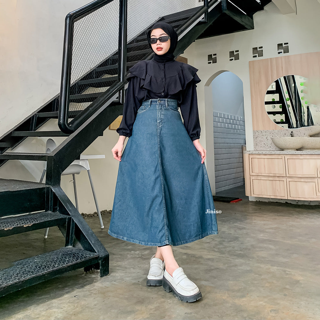 JINISO - Highwaist Rok Basic Jeans Panjang 991 SEVENTY