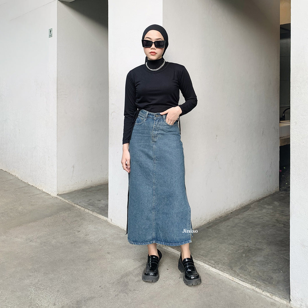 JINISO - Highwaist Rok Slit Jeans Panjang 992 SEVENTY