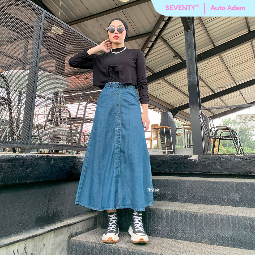 JINISO - Highwaist Rok Slit Jeans Panjang 996 SEVENTY