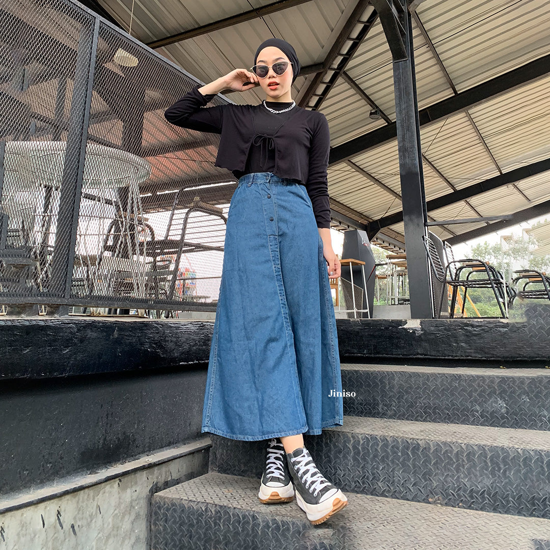 JINISO - Highwaist Rok Slit Jeans Panjang 996 SEVENTY