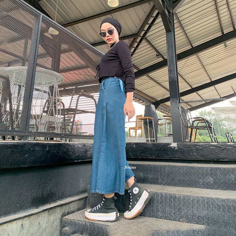 JINISO - Highwaist Rok Slit Jeans Panjang 996 - 916 SEVENTY