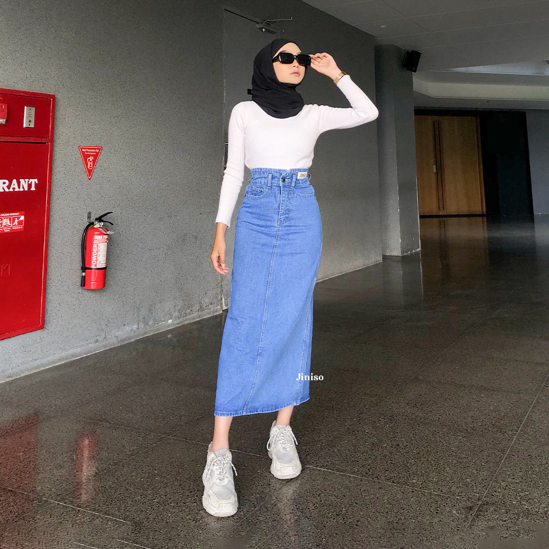 JINISO - Highwaist Rok Slit Jeans Panjang 998 SEVENTY