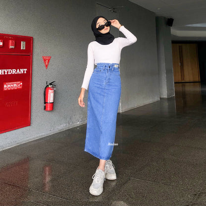 JINISO - Highwaist Rok Slit Jeans Panjang 998 SEVENTY