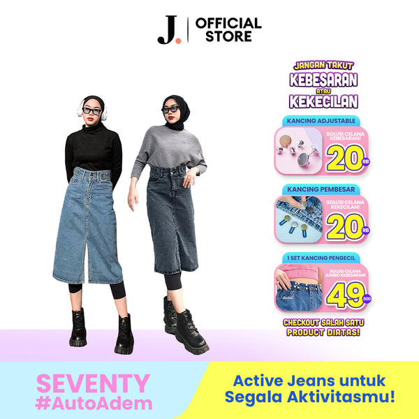 JINISO - Highwaist Rok Slit Jeans Panjang 996 - 916 SEVENTY