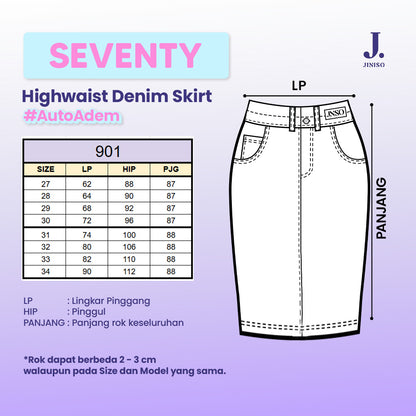 JINISO - Highwaist Rok Slit Jeans Panjang 901 SEVENTY