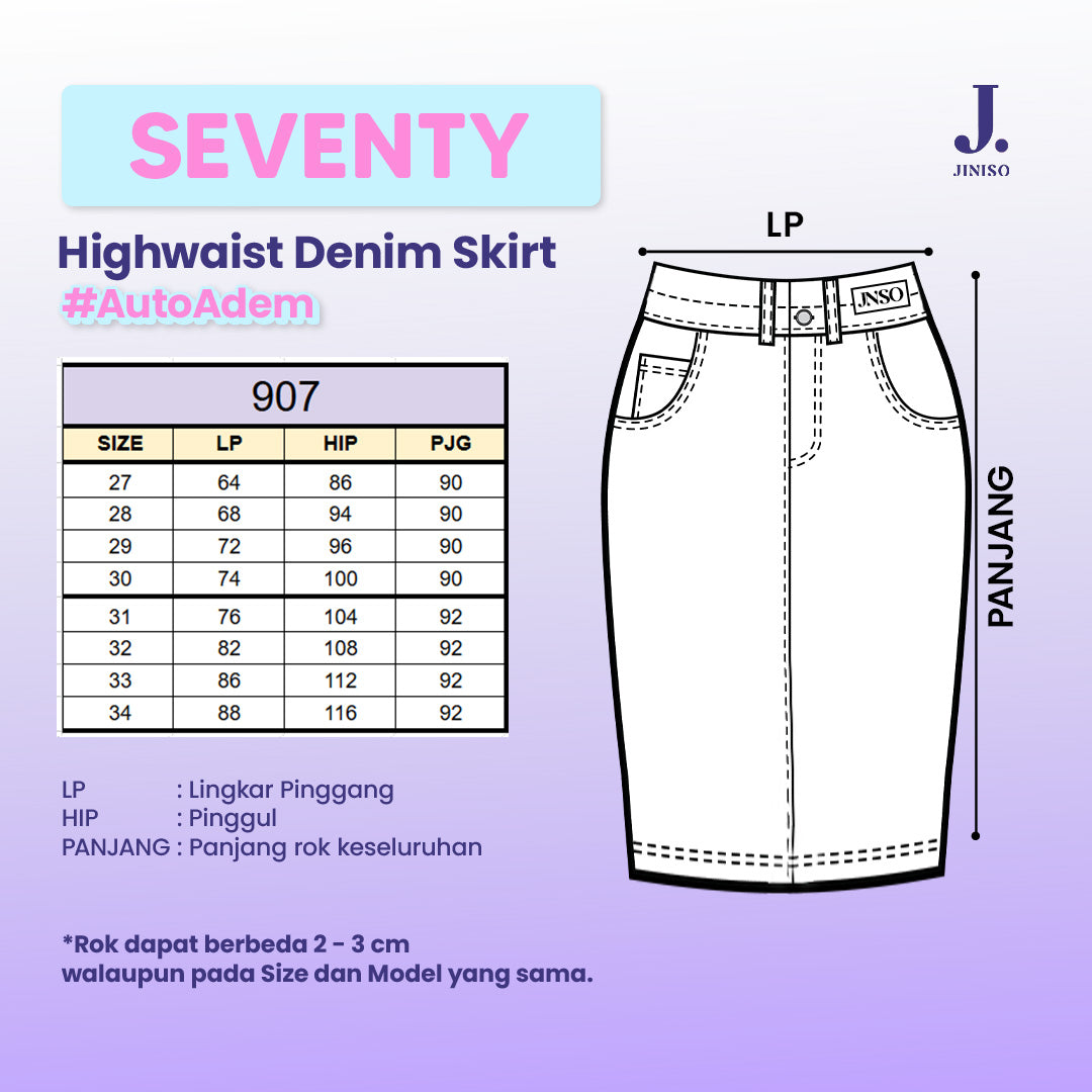 JINISO - Highwaist Rok Slit Jeans Panjang 907 SEVENTY