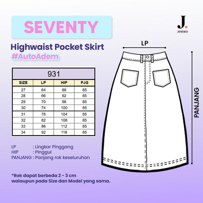 JINISO - Highwaist Pocket Rok Slit Jeans Panjang 931 SEVENTY