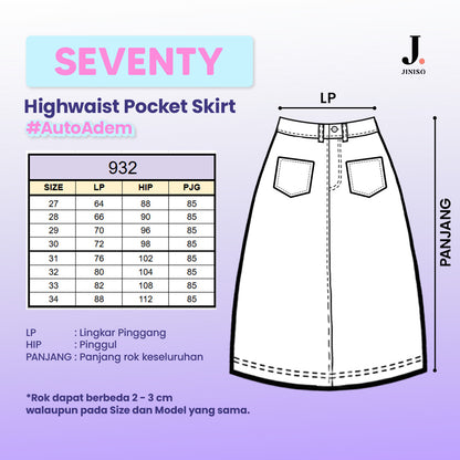 JINISO - Highwaist Pocket Rok Slit Jeans Panjang 932 SEVENTY