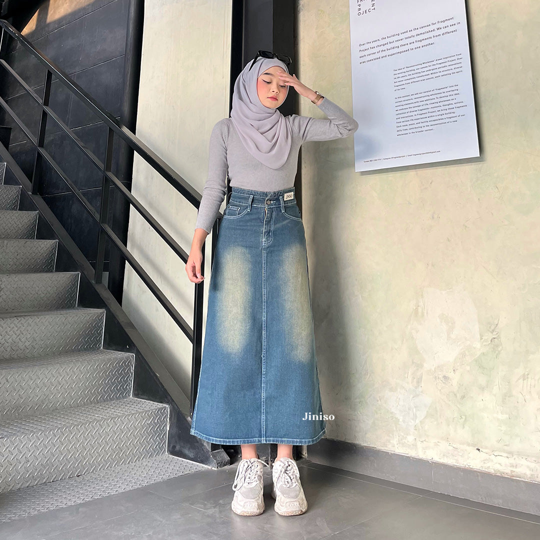 JINISO - Highwaist Rok Slit Jeans Panjang 950 SEVENTY