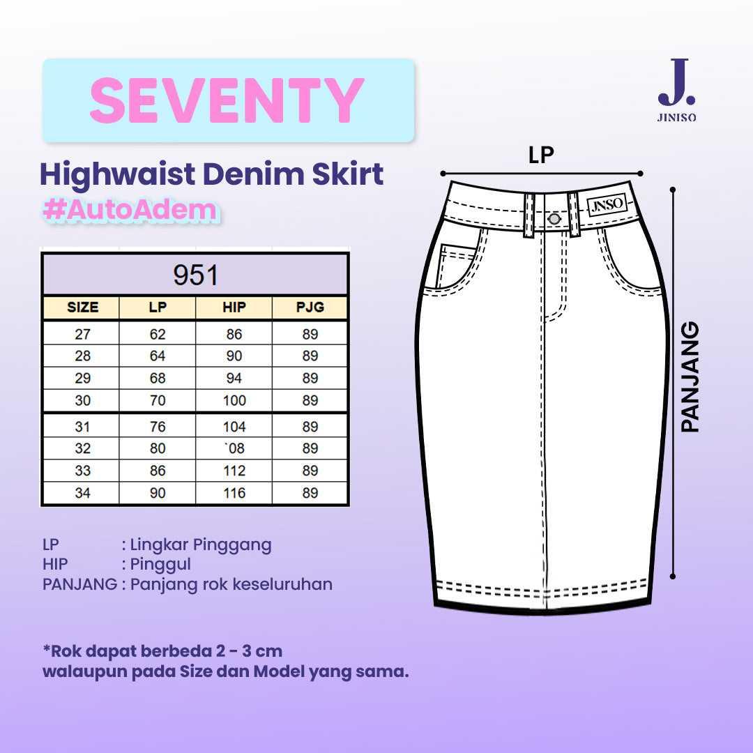 JINISO - Highwaist Rok Slit Jeans Panjang 951 SEVENTY