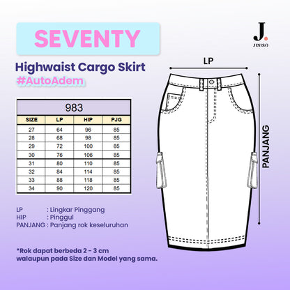 JINISO - Highwaist Rok Cargo Jeans Panjang 983 SEVENTY