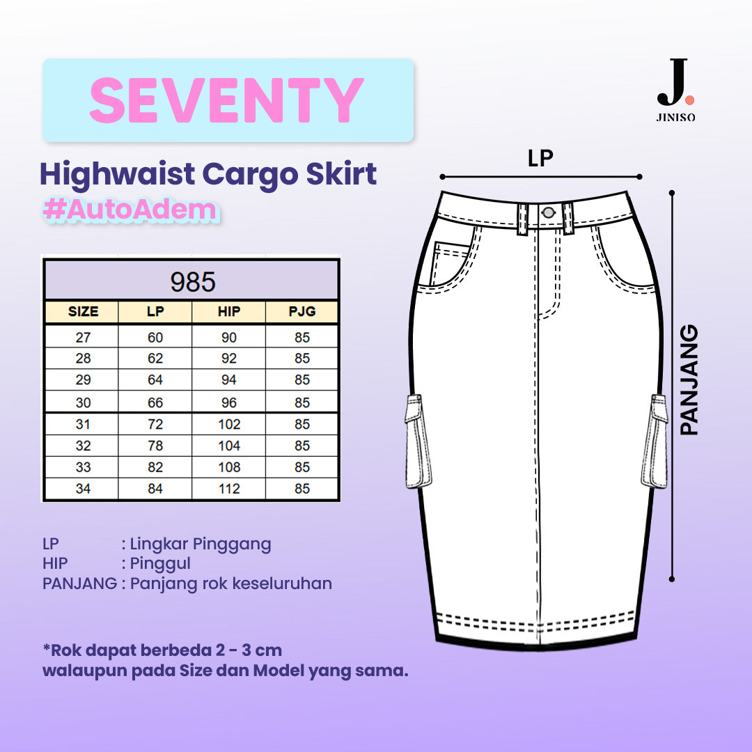 JINISO - Highwaist Rok Cargo Jeans Panjang 985 SEVENTY