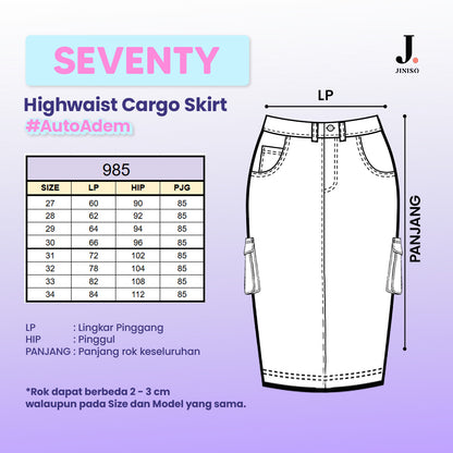 JINISO - Highwaist Rok Cargo Jeans Panjang 985 SEVENTY