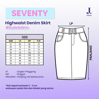 JINISO - Highwaist Rok Button Jeans Panjang 988 SEVENTY