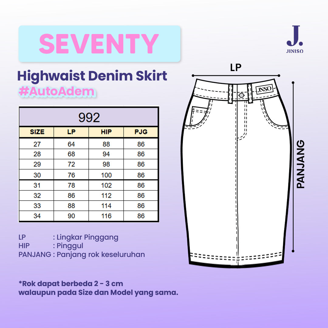 JINISO - Highwaist Rok Slit Jeans Panjang 992 SEVENTY