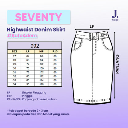 JINISO - Highwaist Rok Slit Jeans Panjang 992 SEVENTY