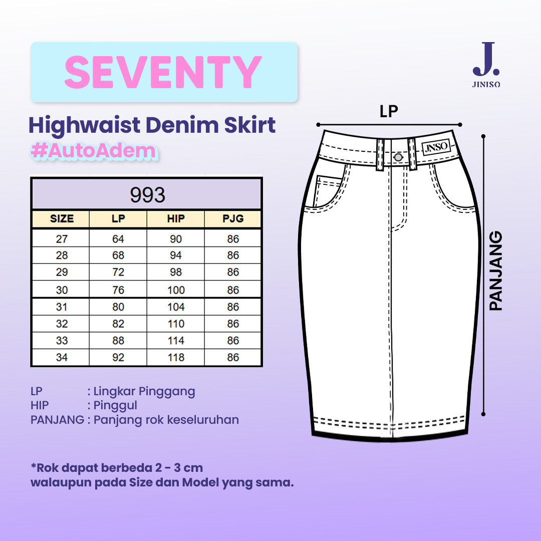 JINISO - Highwaist Rok Slit Jeans Panjang 993 SEVENTY