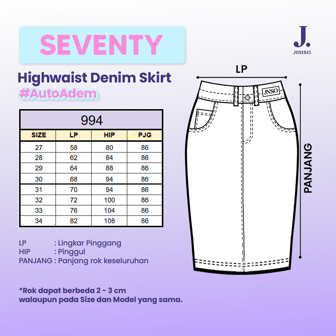 JINISO - Highwaist Rok Slit Jeans Panjang 994 SEVENTY